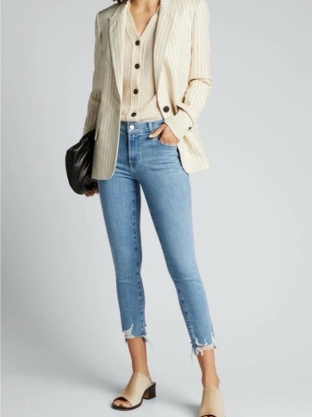 Women's Light Blue Ankle Crop Jeans - Sleek Slim Fit